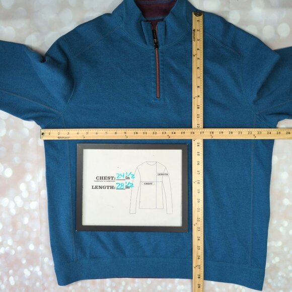 Tommy Bahama Mens XL Blue Red Reversible Flipside 1/4 Zip Pullover Sweater - Picture 13 of 13